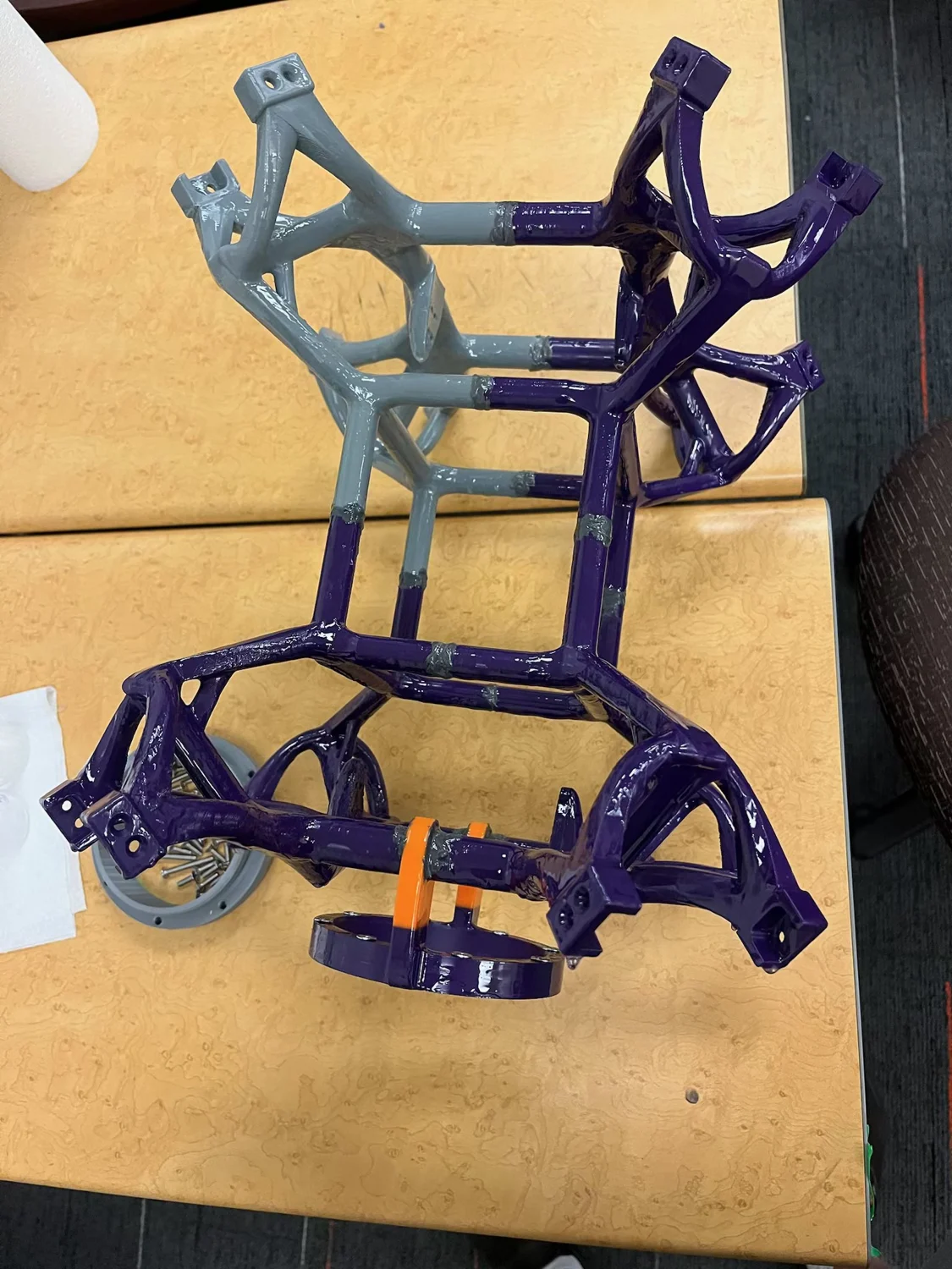 Printed motor-mount frame with its epoxy barrier coating